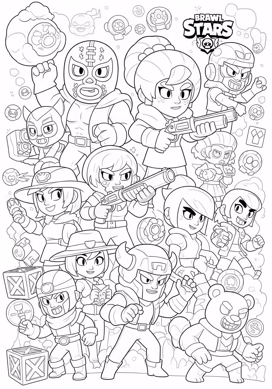 Tranh Tô Màu Brawl Stars Cực Ngầu, Miễn Phí Cho Bé 4 Tranh tô màu Brawl Stars cực ngầu các nhân vật Brawl Stars