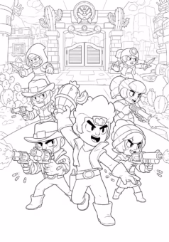 Tranh tô màu Brawl Stars cực ngầu Leon sát thủ tàng hình