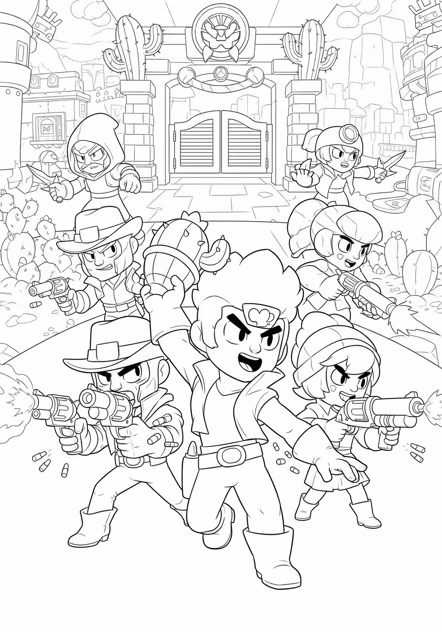 Tranh tô màu Brawl Stars cực ngầu Leon sát thủ tàng hình