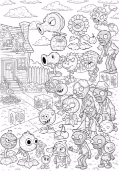 Tranh tô màu Plants vs Zombie các loại zombie
