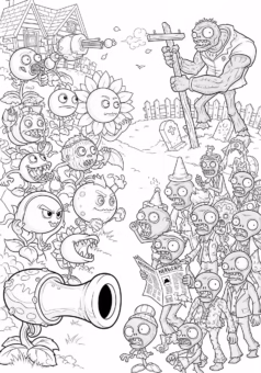 Tranh tô màu Plants vs Zombie zombie đội xô