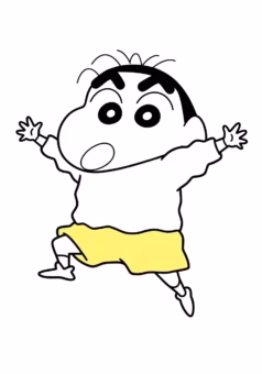 Tranh tô màu Shin Chan cậu bé bút chì cute đang vui vẻ
