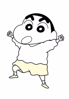 Tranh tô màu Shin Chan cậu bé bút chì cute đi dạo cùng chó Bạch Tuyết