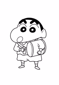 Tranh tô màu Shin Chan cậu bé bút chì cute mặc đồ ngủ cute