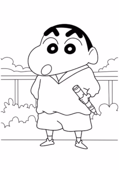 Tranh tô màu Shin Chan cậu bé bút chì cute nhảy múa điệu múa mông