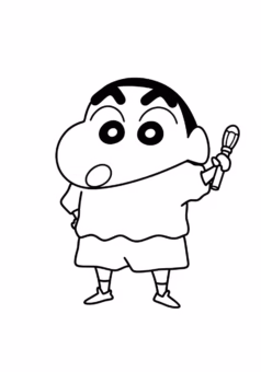 Tranh tô màu Shin Chan cậu bé bút chì cute và em gái Himawari