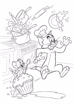 Tranh tô màu Tom and Jerry cùng chơi nhạc