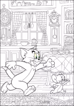 Tranh tô màu Tom and Jerry Jerry và chuột Nibbles