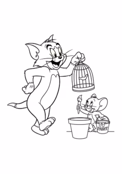 Tranh tô màu Tom and Jerry Jerry và miếng phô mai