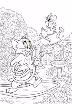 Tranh tô màu Tom and Jerry Jerry vẫy tay chào