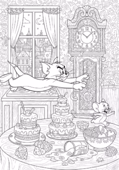 Tranh tô màu Tom and Jerry Tom và Jerry đơn giản