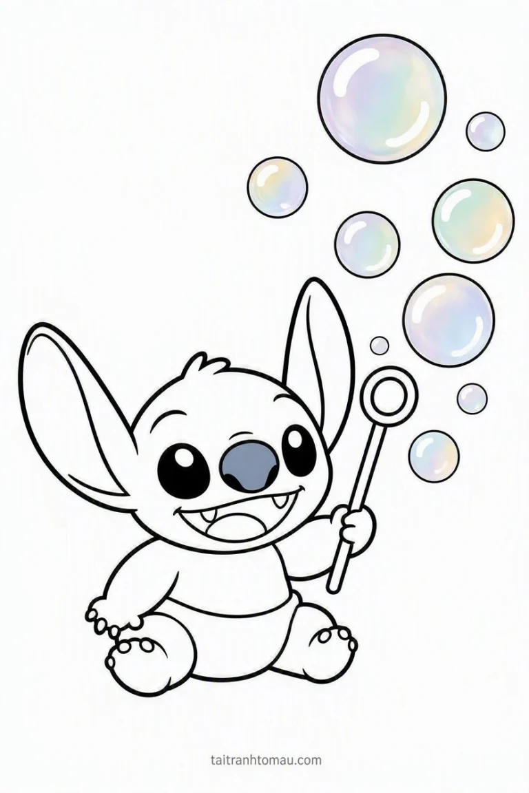 Tranh tô màu Tranh Tô Màu Stitch Cute, Đáng Yêu Cho Bé (Tải Miễn Phí) hình mẫu 56