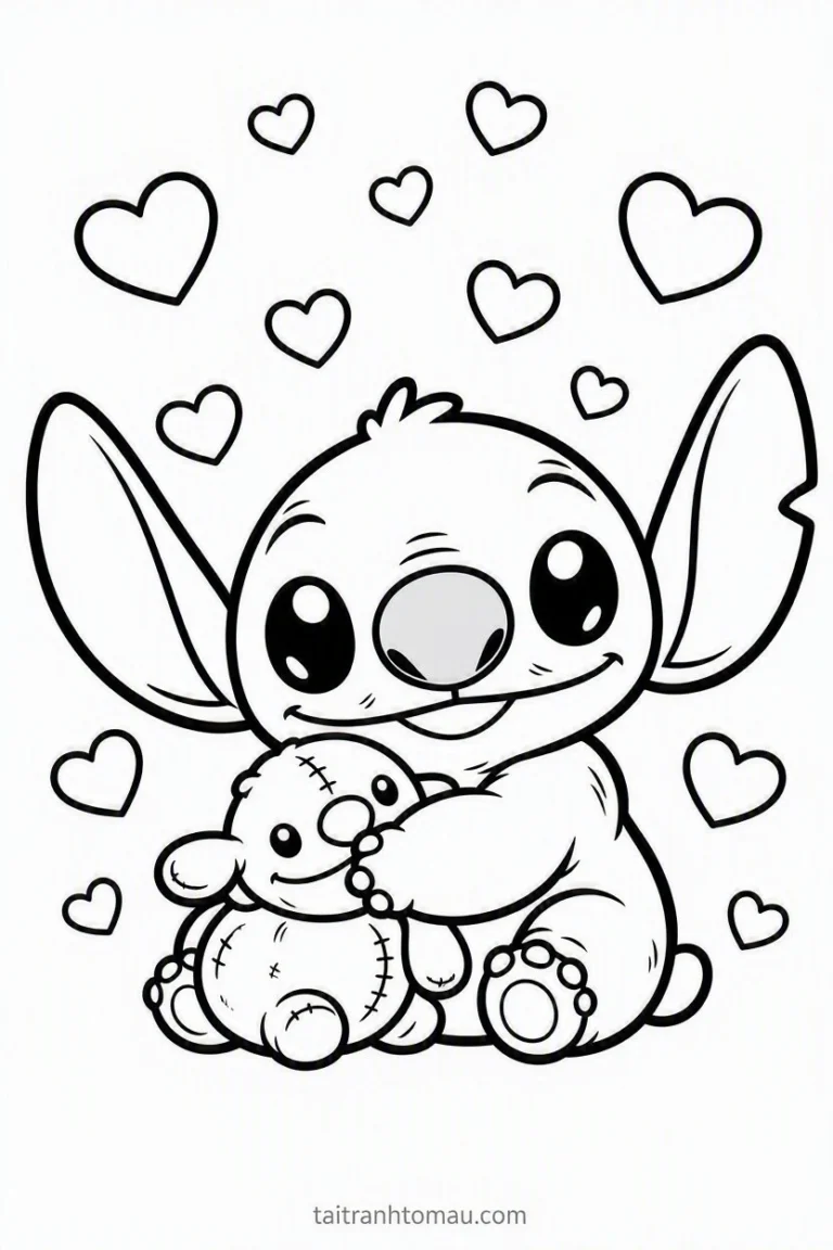 Tranh tô màu Tranh Tô Màu Stitch Cute, Đáng Yêu Cho Bé (Tải Miễn Phí) hình mẫu 5