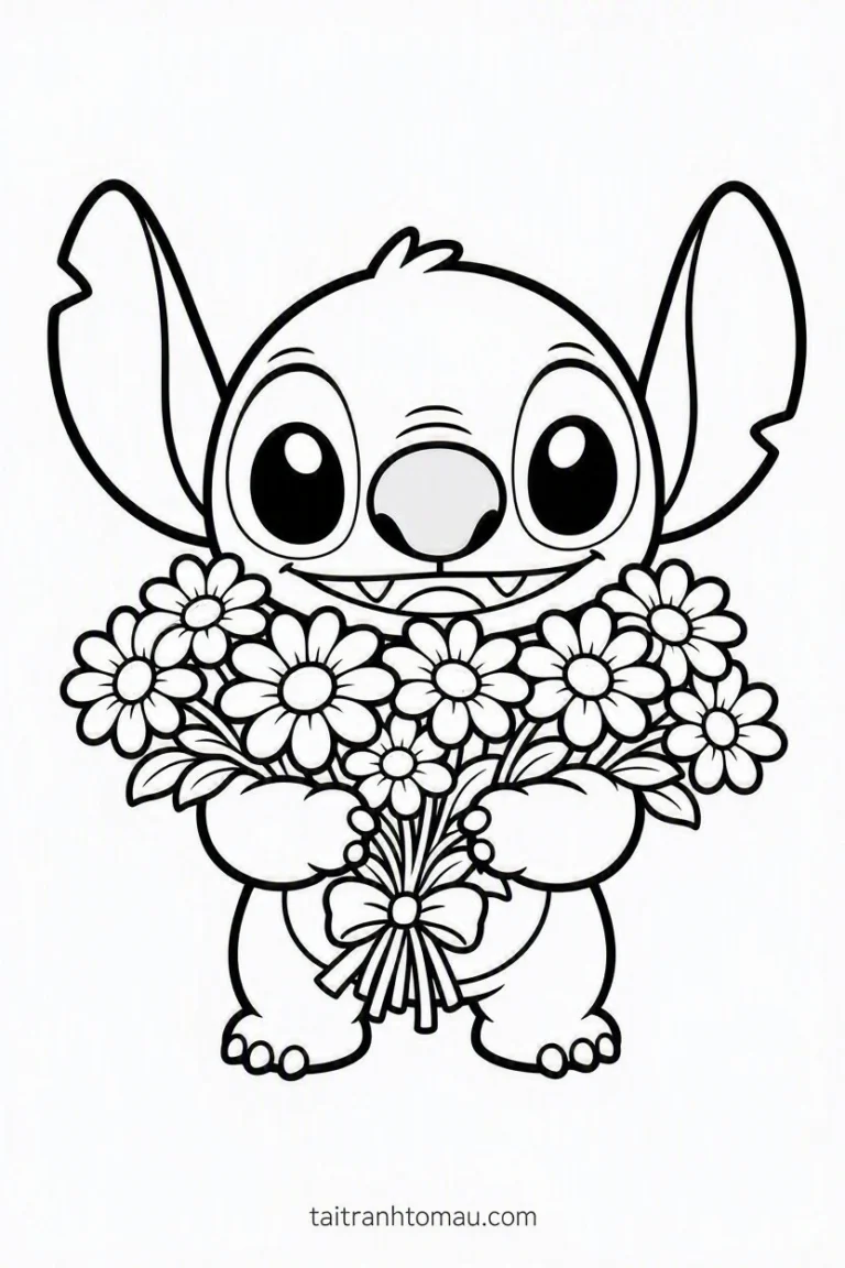 Tranh tô màu Tranh Tô Màu Stitch Cute, Đáng Yêu Cho Bé (Tải Miễn Phí) hình mẫu 11