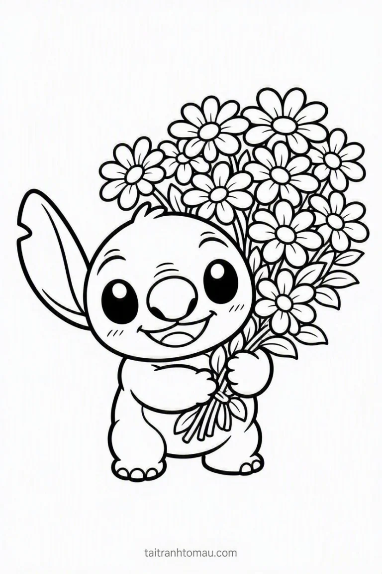 Tranh tô màu Tranh Tô Màu Stitch Cute, Đáng Yêu Cho Bé (Tải Miễn Phí) hình mẫu 12