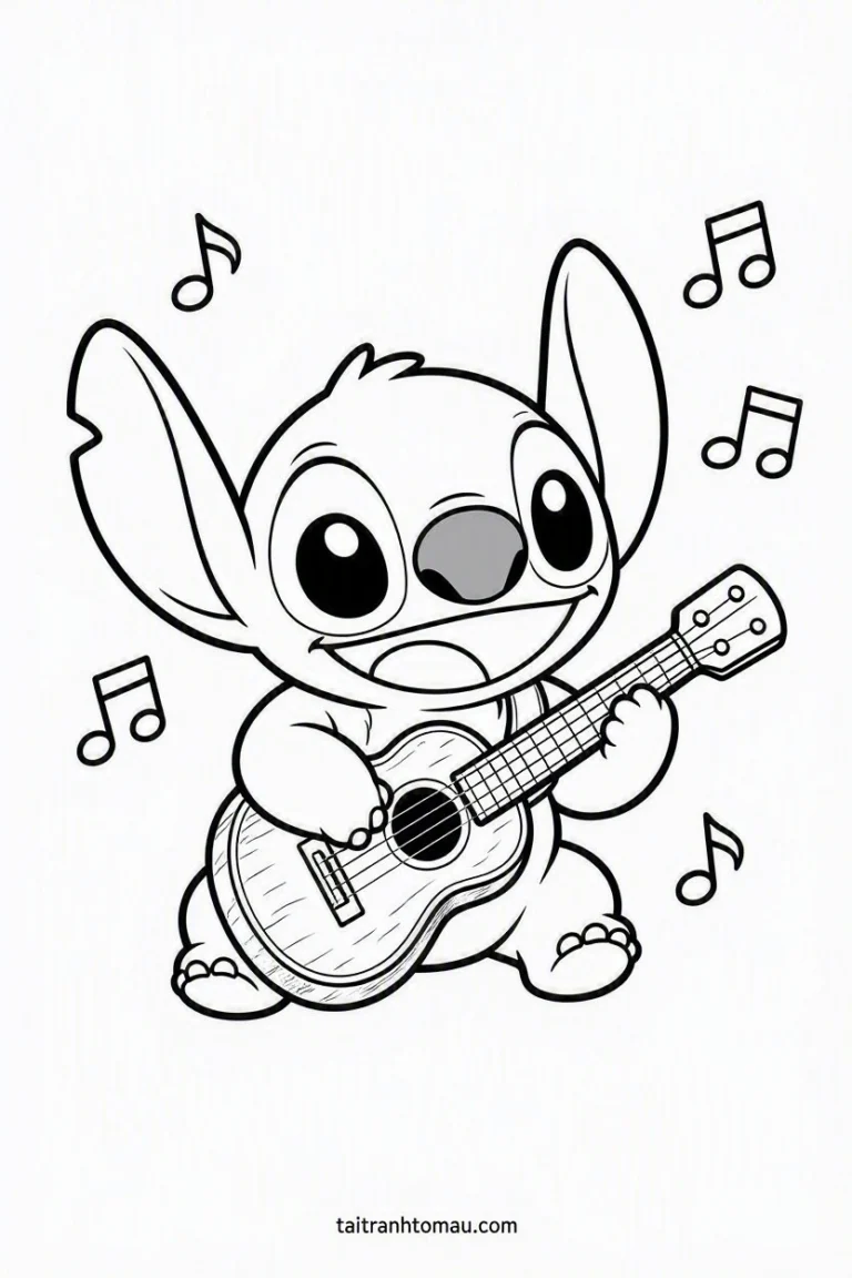 Tranh tô màu Tranh Tô Màu Stitch Cute, Đáng Yêu Cho Bé (Tải Miễn Phí) hình mẫu 14