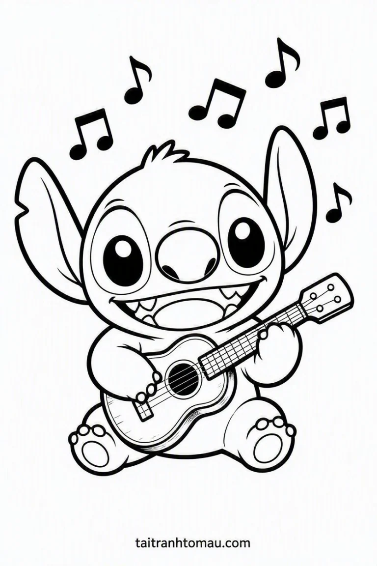 Tranh tô màu Tranh Tô Màu Stitch Cute, Đáng Yêu Cho Bé (Tải Miễn Phí) hình mẫu 15