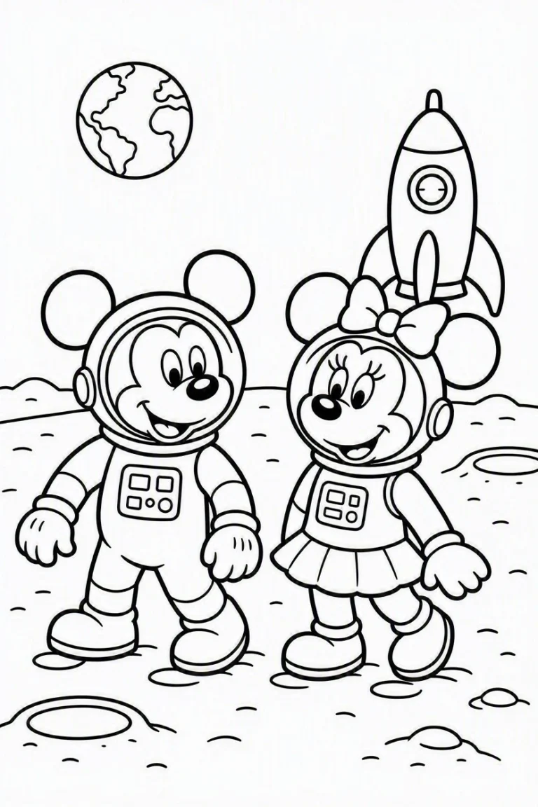 Tranh tô màu 90+ Tranh Tô Màu Mickey Và Minnie Mouse Dễ Thương Cho Bé hình mẫu 93