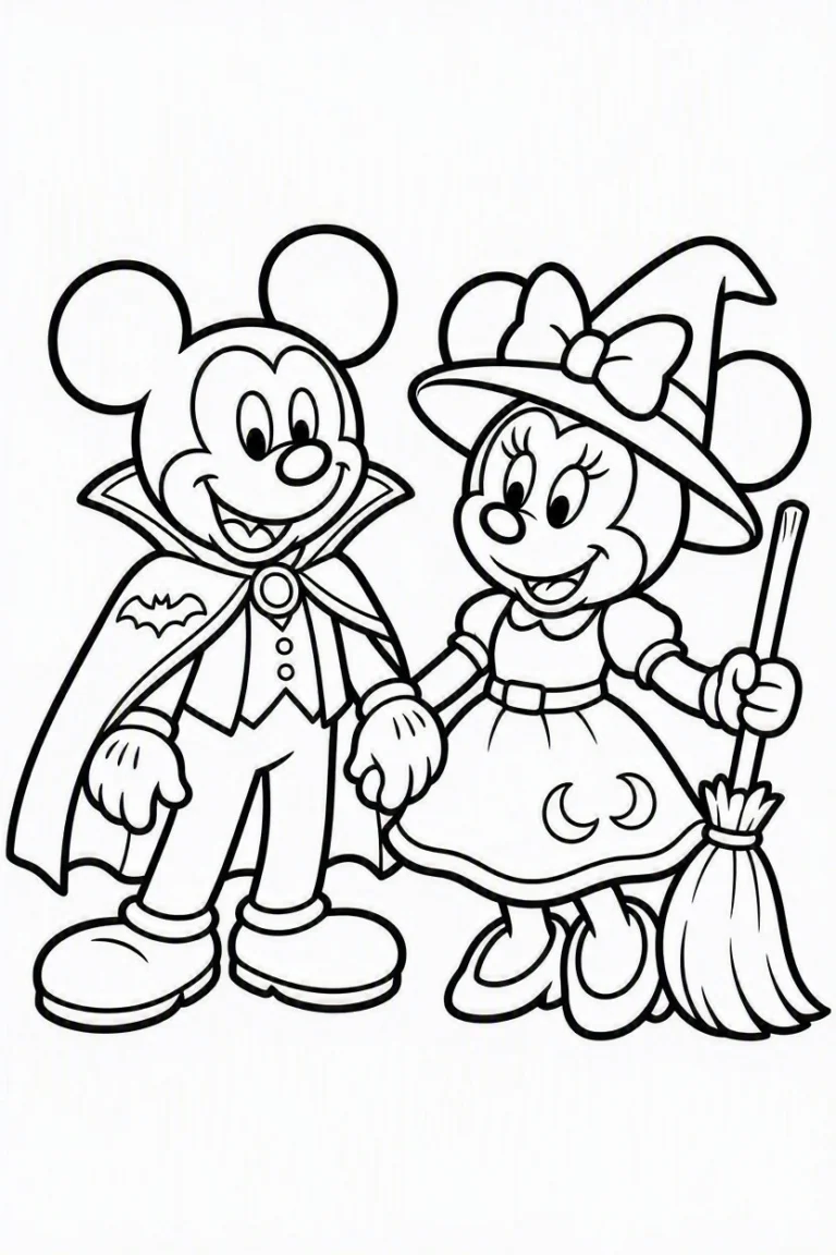 Tranh Tô Màu Mickey Và Minnie Mouse dễ thương hiện đại