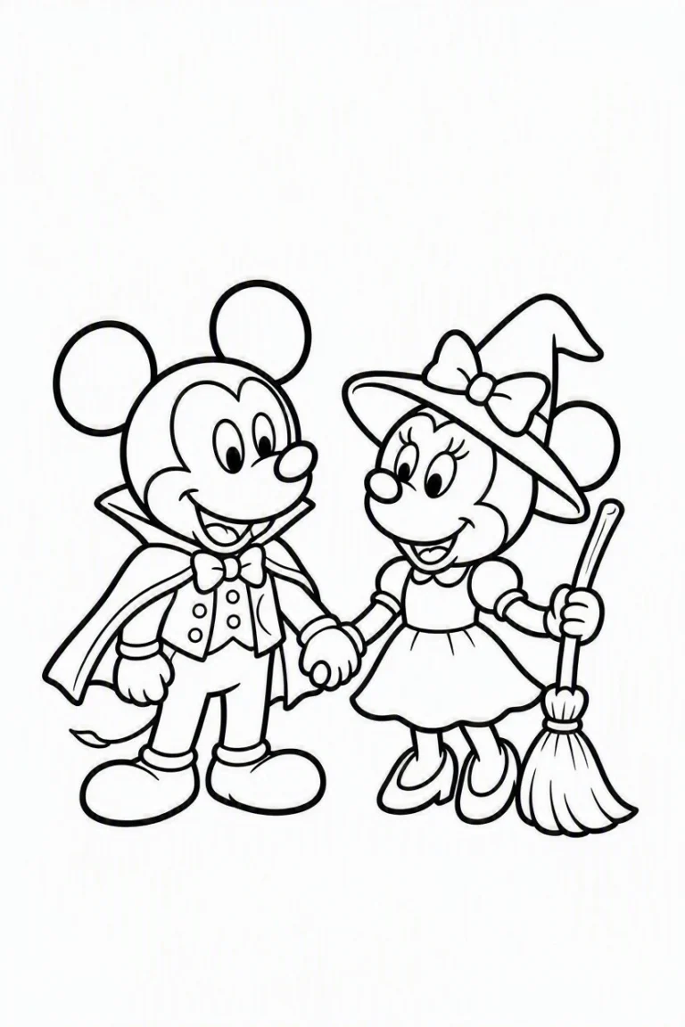 Tranh tô màu 90+ Tranh Tô Màu Mickey Và Minnie Mouse Dễ Thương Cho Bé hình mẫu 23