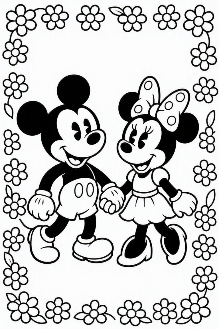 Tranh Tô Màu Mickey Và Minnie Mouse