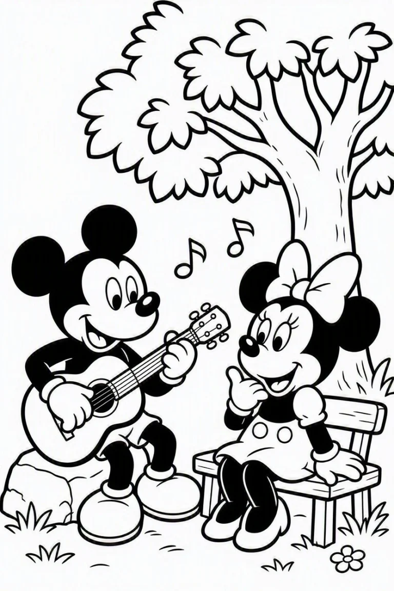 Tranh tô màu 90+ Tranh Tô Màu Mickey Và Minnie Mouse Dễ Thương Cho Bé hình mẫu 27