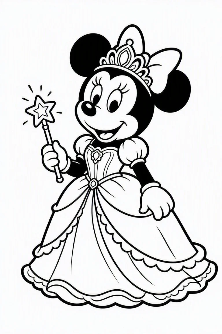 Tranh tô màu 90+ Tranh Tô Màu Mickey Và Minnie Mouse Dễ Thương Cho Bé hình mẫu 32