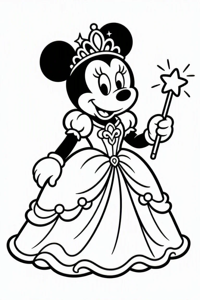 Tranh tô màu 90+ Tranh Tô Màu Mickey Và Minnie Mouse Dễ Thương Cho Bé hình mẫu 33