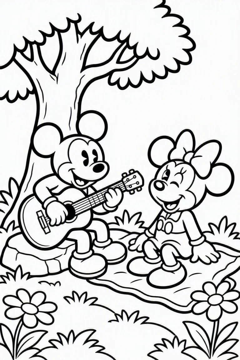 Tranh tô màu 90+ Tranh Tô Màu Mickey Và Minnie Mouse Dễ Thương Cho Bé hình mẫu 39