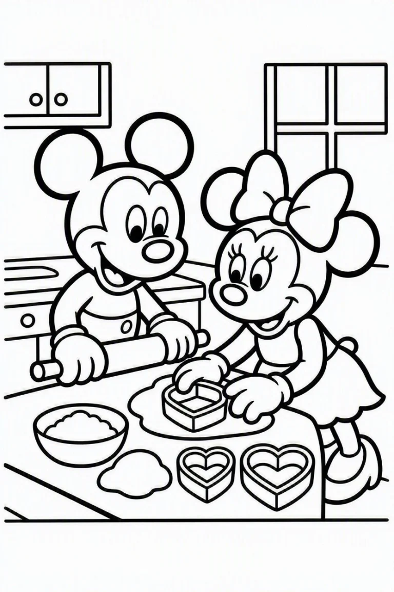 Tranh tô màu 90+ Tranh Tô Màu Mickey Và Minnie Mouse Dễ Thương Cho Bé hình mẫu 47