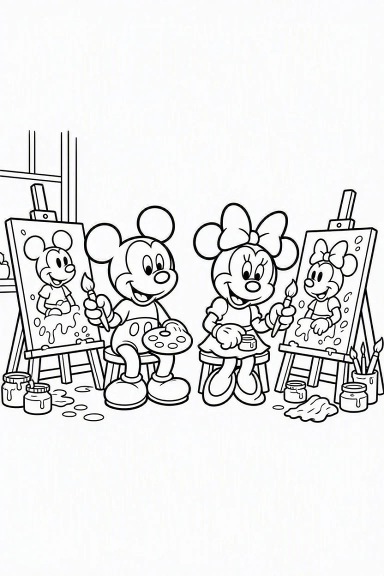 Tranh tô màu 90+ Tranh Tô Màu Mickey Và Minnie Mouse Dễ Thương Cho Bé hình mẫu 48