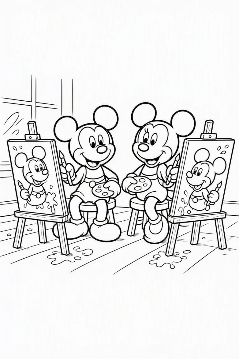 Tranh tô màu 90+ Tranh Tô Màu Mickey Và Minnie Mouse Dễ Thương Cho Bé hình mẫu 49
