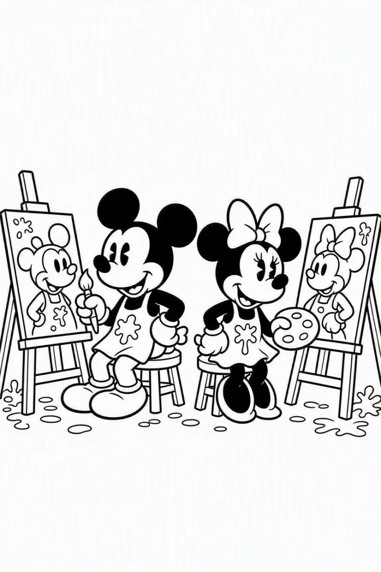 Tranh tô màu 90+ Tranh Tô Màu Mickey Và Minnie Mouse Dễ Thương Cho Bé hình mẫu 50
