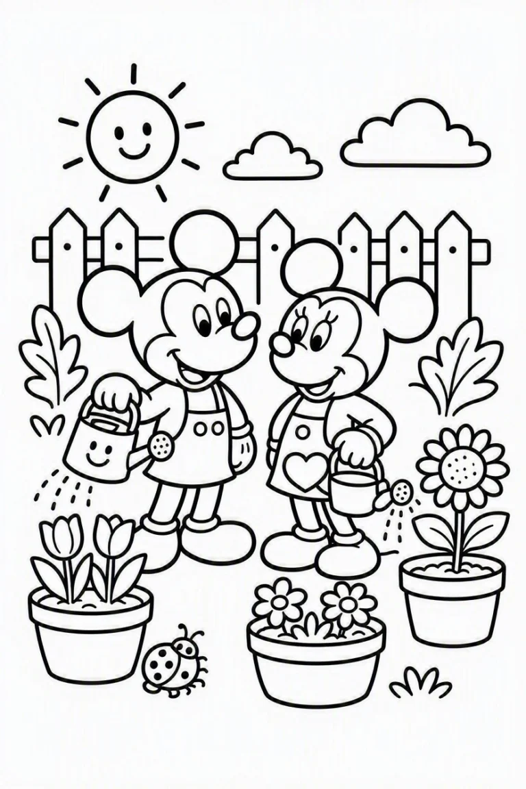 Tranh tô màu 90+ Tranh Tô Màu Mickey Và Minnie Mouse Dễ Thương Cho Bé hình mẫu 58