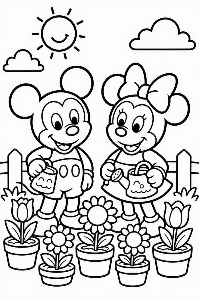 Tranh tô màu 90+ Tranh Tô Màu Mickey Và Minnie Mouse Dễ Thương Cho Bé hình mẫu 59
