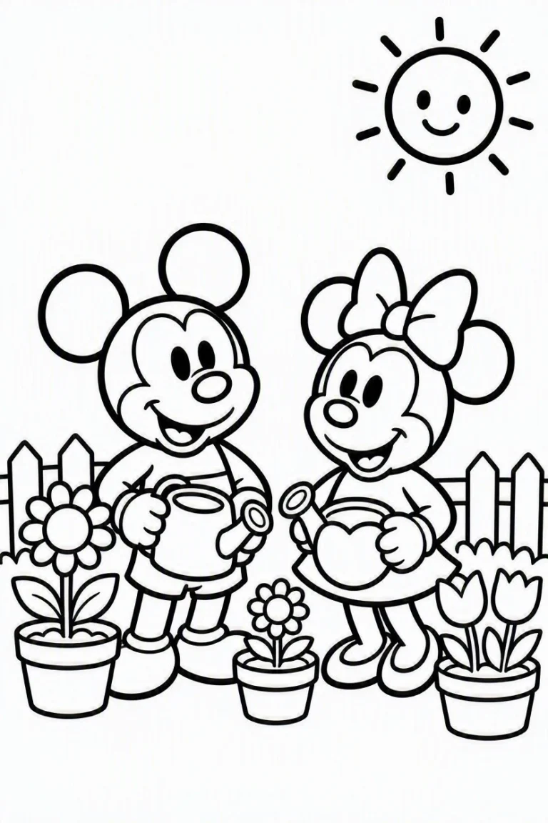 Tranh tô màu 90+ Tranh Tô Màu Mickey Và Minnie Mouse Dễ Thương Cho Bé hình mẫu 60