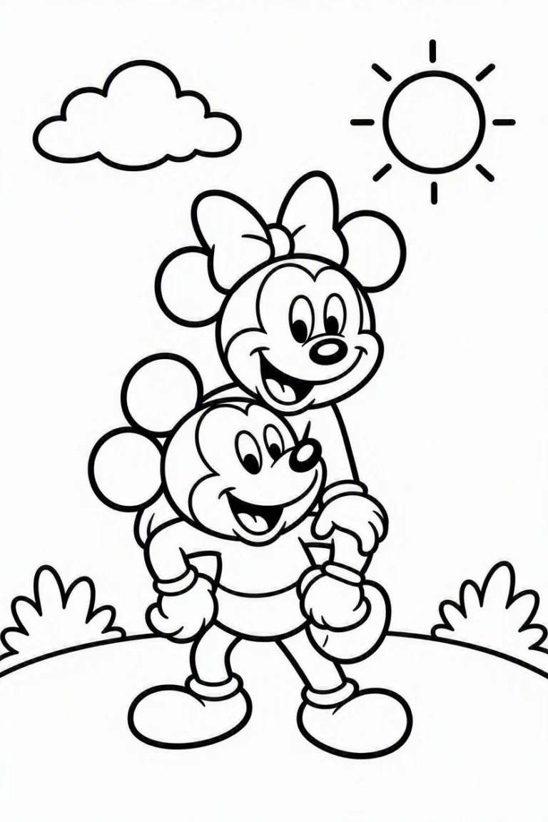 Tranh tô màu 90+ Tranh Tô Màu Mickey Và Minnie Mouse Dễ Thương Cho Bé hình mẫu 67