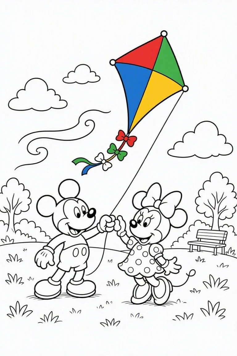 Tranh Tô Màu Mickey Và Minnie Mouse Dễ Thương Cho Bé