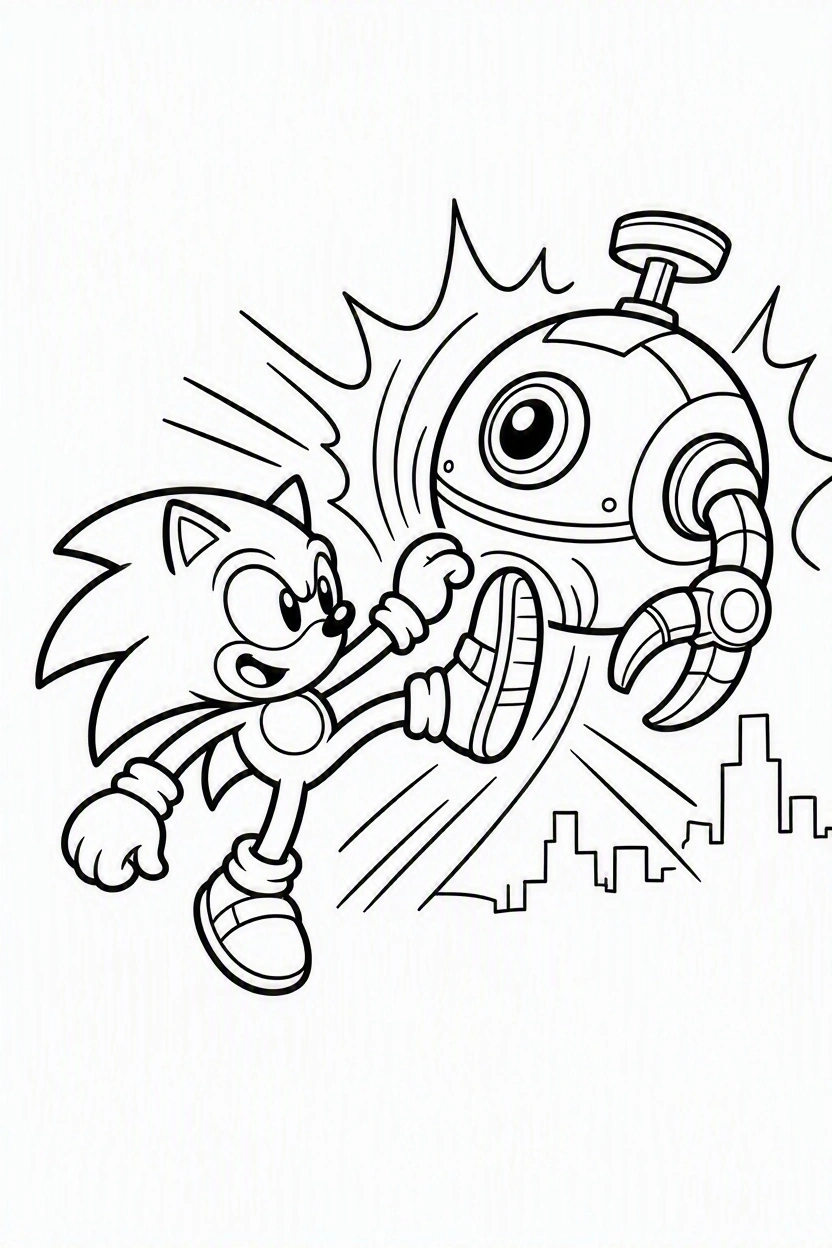 Tranh Tô Màu Sonic Siêu Tốc Cho Bé: Tải Miễn Phí Ngay! 5 Tranh tô màu Sonic đối đầu với Dr. Eggman