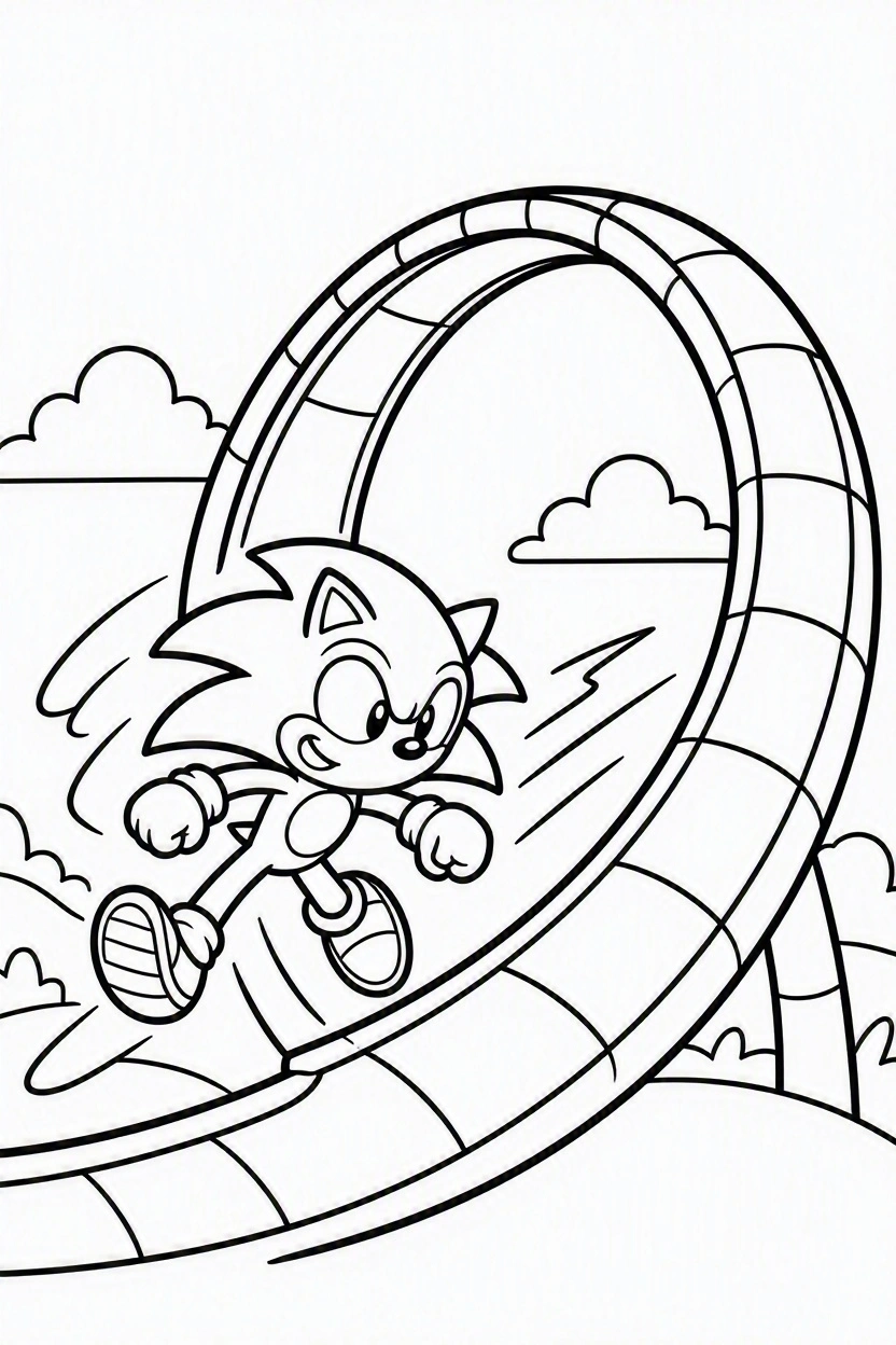 Tranh Tô Màu Sonic Siêu Tốc Cho Bé: Tải Miễn Phí Ngay! 1 Tô màu Sonic đang chạy với hiệu ứng tốc độ