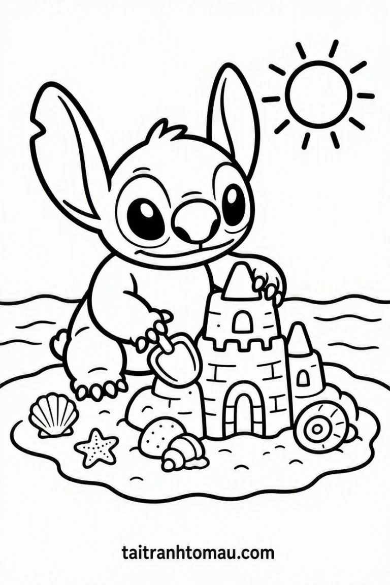 Tranh tô màu Tranh Tô Màu Stitch Cute, Đáng Yêu Cho Bé (Tải Miễn Phí) hình mẫu 27