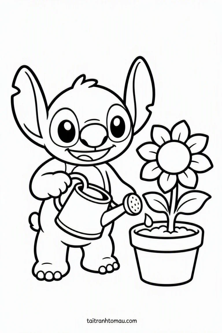 Tranh tô màu Stitch dễ thương cho bé
