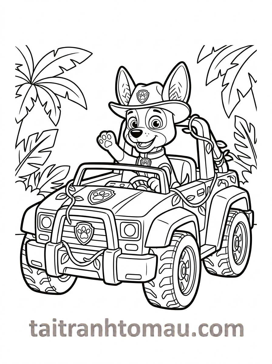 Tranh Tô Màu Đội Chó Cứu Hộ Paw Patrol: Tải Ngay 50+ Hình Đẹp Nhất! 10 Tranh tô màu xe cảnh sát của Chase
