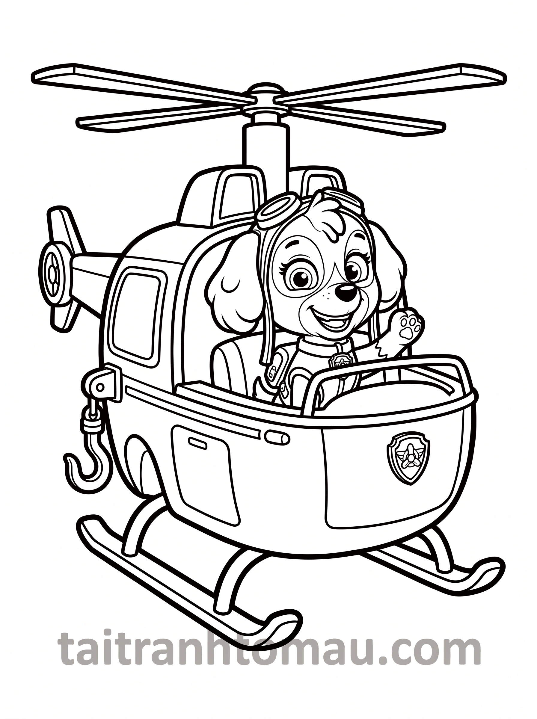 Tranh Tô Màu Đội Chó Cứu Hộ Paw Patrol: Tải Ngay 50+ Hình Đẹp Nhất! 8 Tranh tô màu trực thăng của Skye