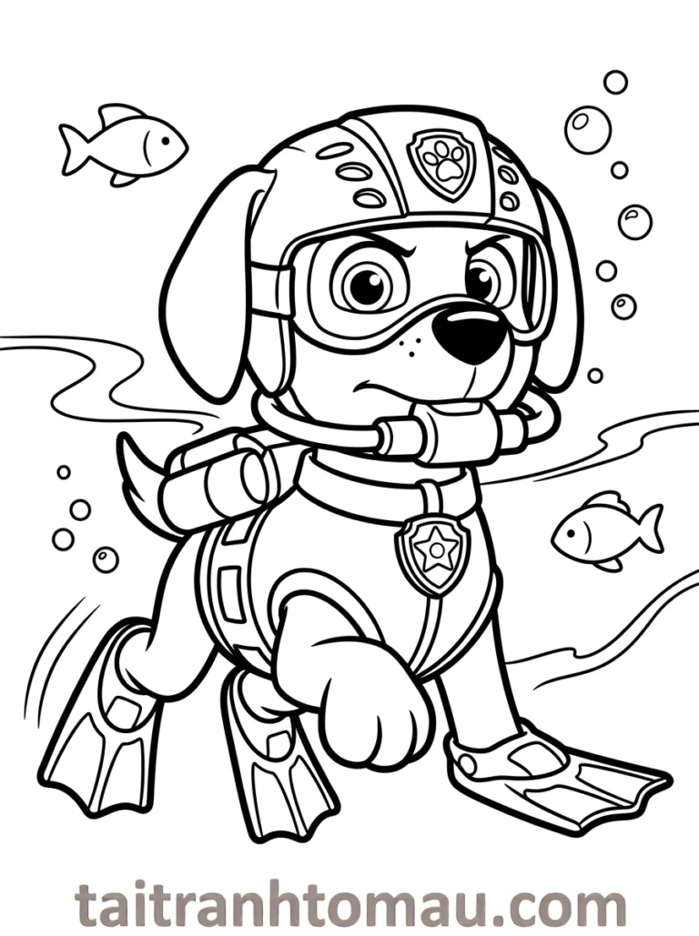 Tranh tô màu đội Paw Patrol đang làm nhiệm vụ giải cứu