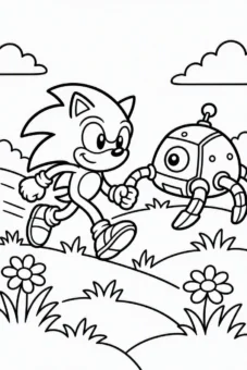 Coloring_page_for_kids_Sonic_dodging_a_robotic_badnik_beetle (1)