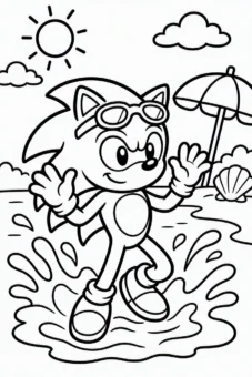 Coloring_page_for_kids_Sonic_splashing_in_water_at_the_beach (1)