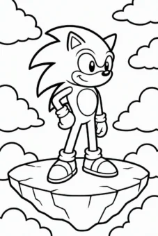 Coloring_page_for_kids_Sonic_standing_on_a_floating_platform (1)