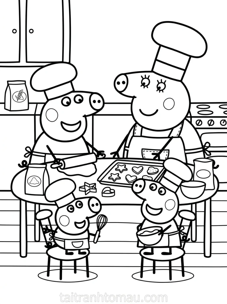 Tranh Tô Màu Peppa Pig Và Gia Đình Heo: Tải Miễn Phí