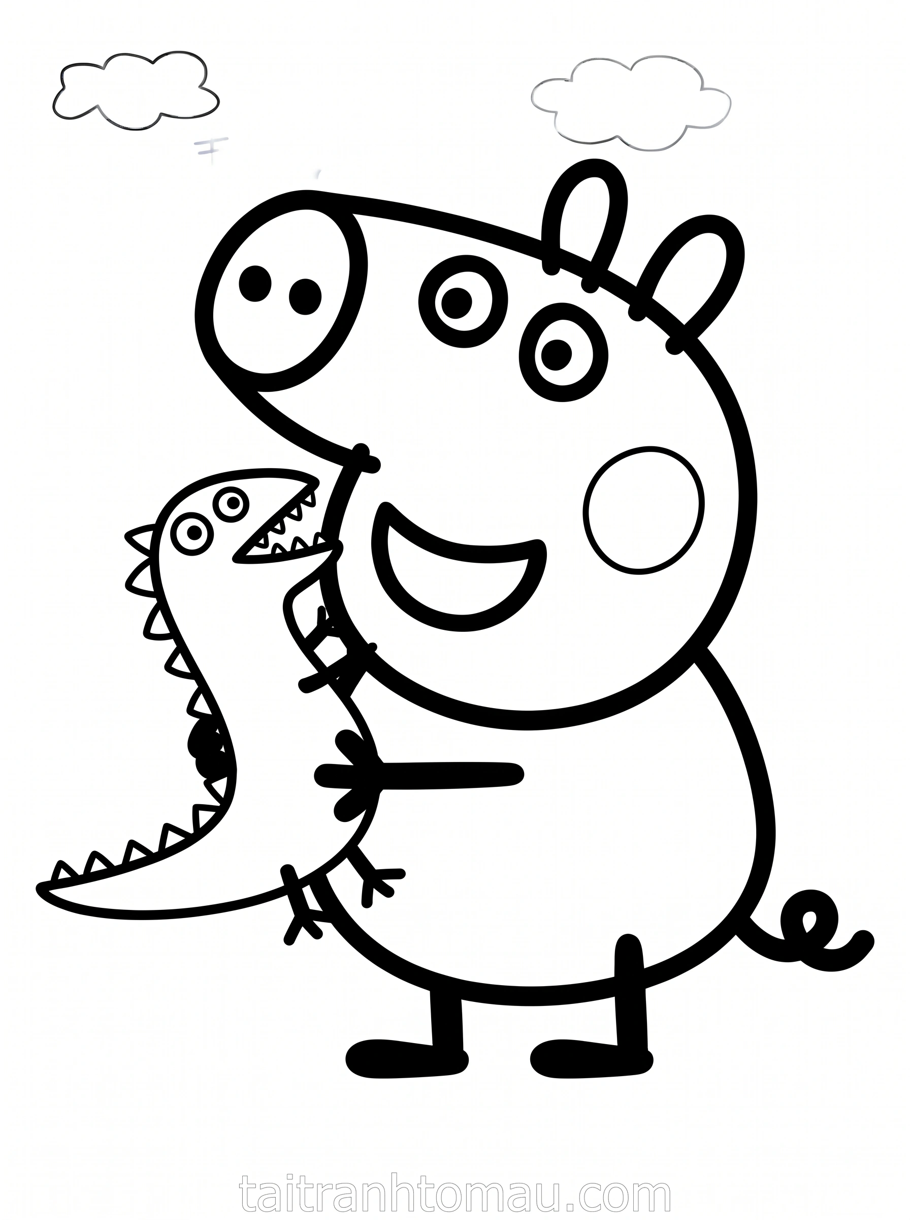 Tranh Tô Màu Peppa Pig Và Gia Đình Heo: Tải Miễn Phí 2 Tranh tô màu peppa pig và khủng long